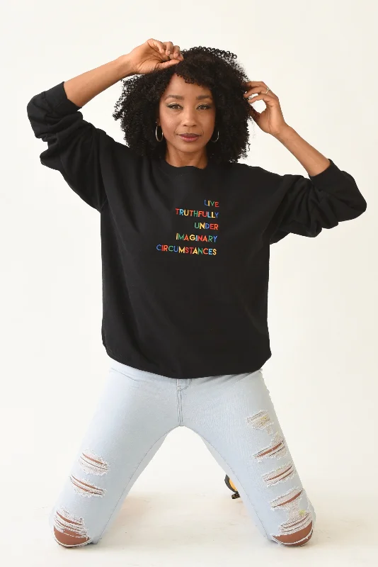 Live Truthfully Colorful - Embroidered Staple Unisex Crewneck Sweatshirt Women’s Oversized Hoodie