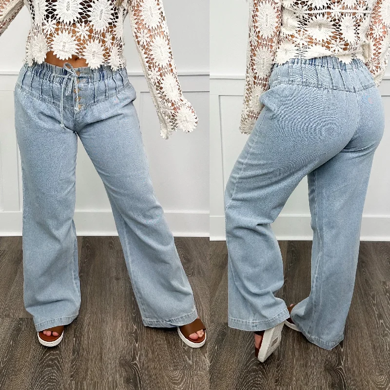 Try Me High Rise Cotton Wide Leg Light Wash Avery Mae Jeans