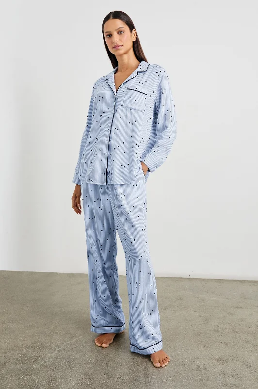 LUNA PAJAMA SET - FLOCKED COSMIC STRIPE Best-selling pajama sets 2024