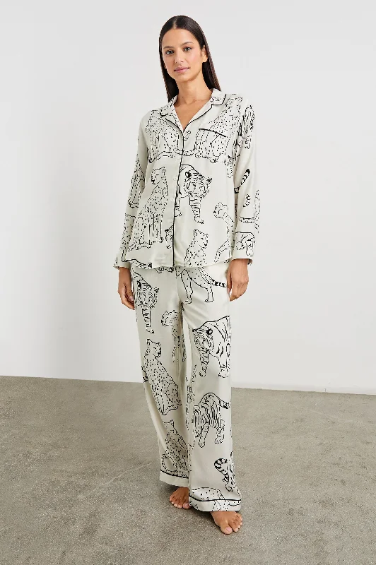 LUNA PAJAMA SET - IVORY JUNGLE CATS Pajama sets with pockets