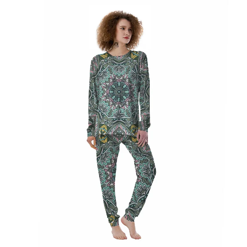 Mandala Ornament Pastel Print Women's Pajamas Breathable pajama sets