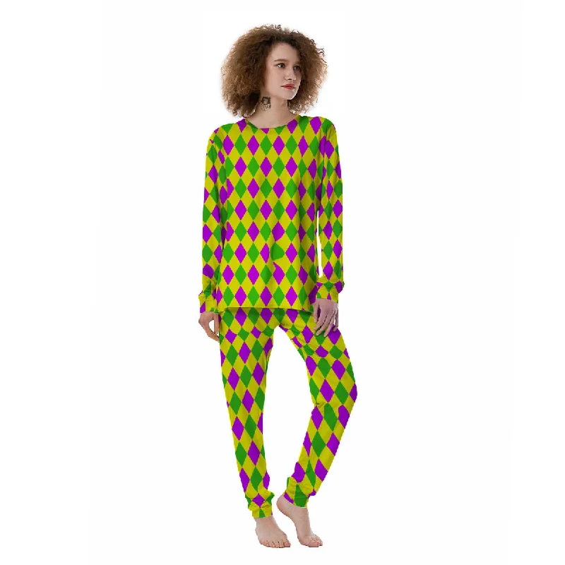 Mardi Harlequin Gras Print Pattern Women's Pajamas Baby pajama sets