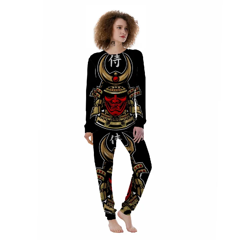 Mask Japanese Samurai Print Women's Pajamas Trendy pajama sets for women