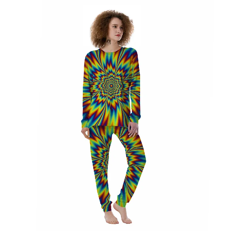 Optical Illusion Neon Psychedelic Women's Pajamas Long sleeve pajama sets