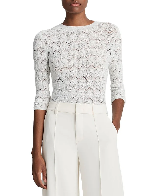 Vince Fine Lace 3/4-Sleeve Top Cheap sweaters