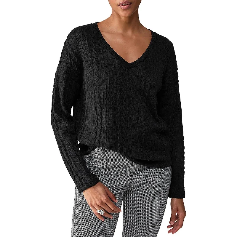 Womens Cable Knit Long Sleeve V-Neck Sweater Nike sweaters