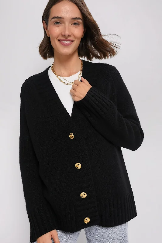 Black Rachel Cashmere Cardigan Thermal sweaters