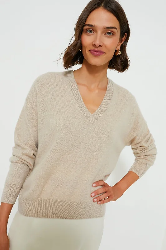 Sandstone Cashmere Emma V-Neck Boyfriend Sweater Date night sweaters