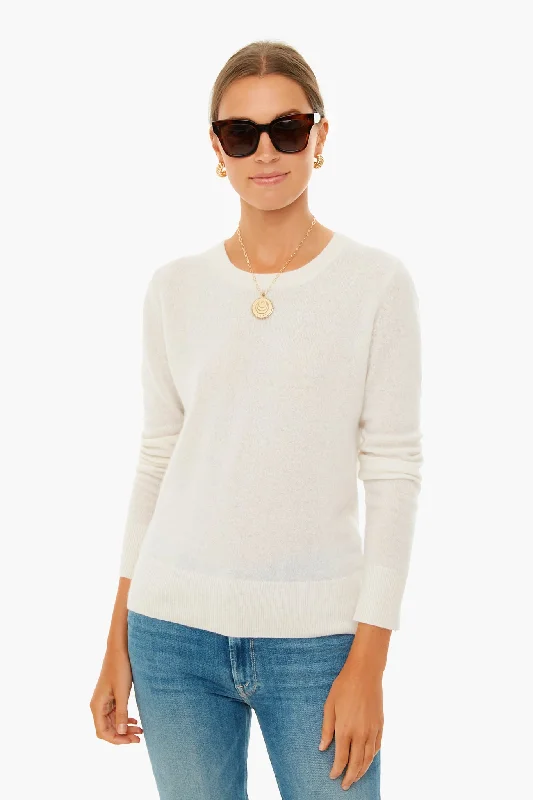 Soft White Cashmere Classic Crewneck Sweater Crewneck sweaters