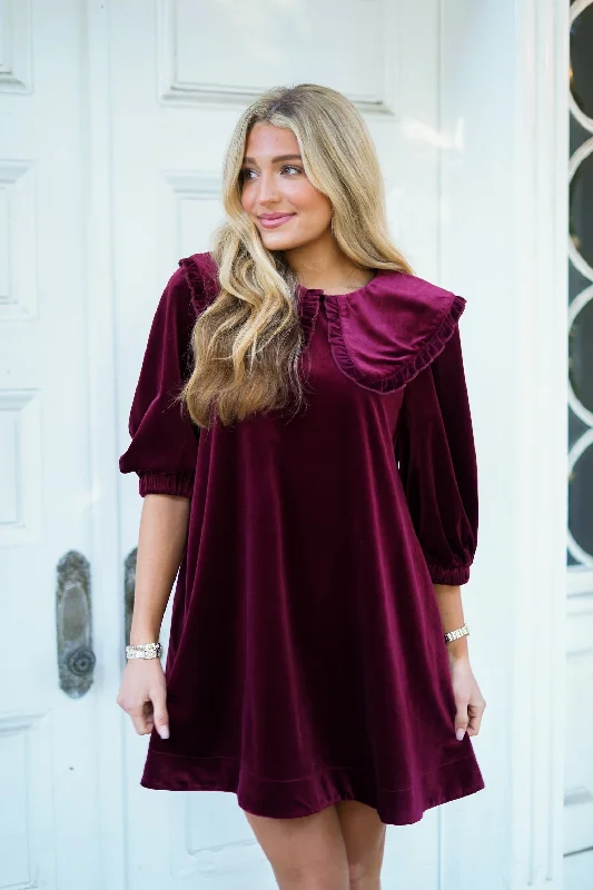 Odelia Dress - Burgundy Designer mini dresses