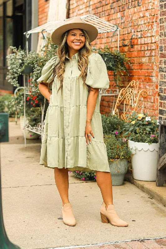 Sage Button-Up Dress Best mini dresses for elegant looks