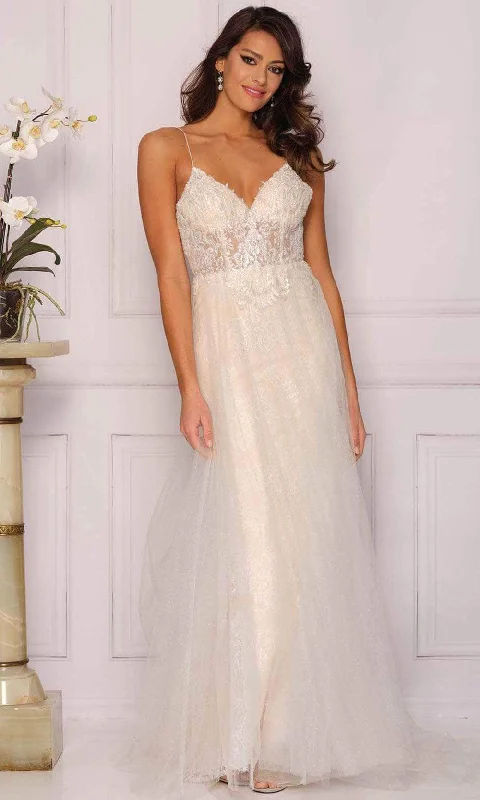 Dave & Johnny Bridal A10358 - Open-Back Bridal Gown Embroidered Wedding Dress