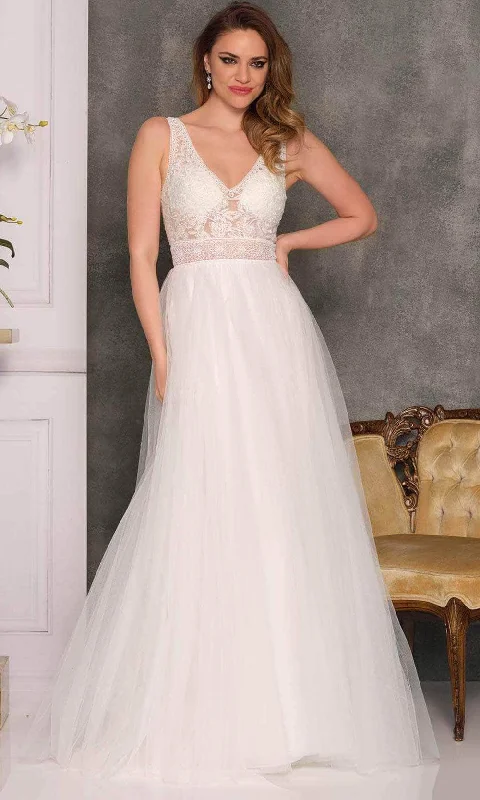 Dave & Johnny Bridal A10461 - Laced Waistband Bridal Gown Soft Satin Bridal