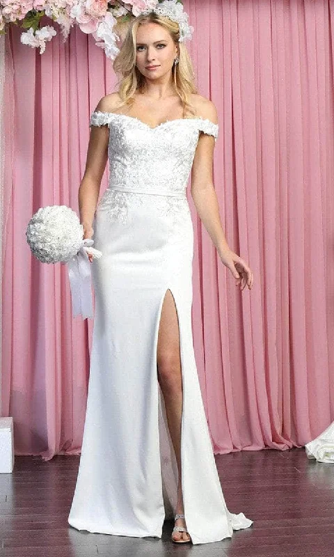 May Queen - Laced Appliqued Wedding Dress RQ7914 Tiered Wedding Dress