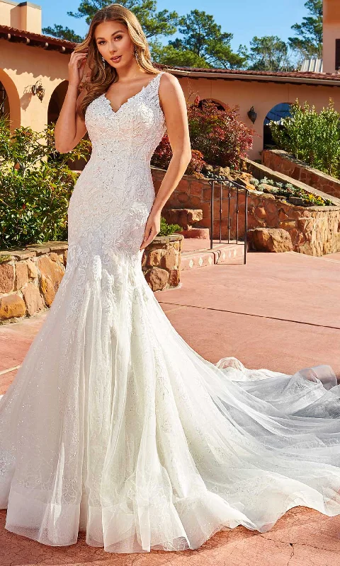 Rachel Allan M819 - Lace Trumpet Bridal Gown Wedding Dress Set