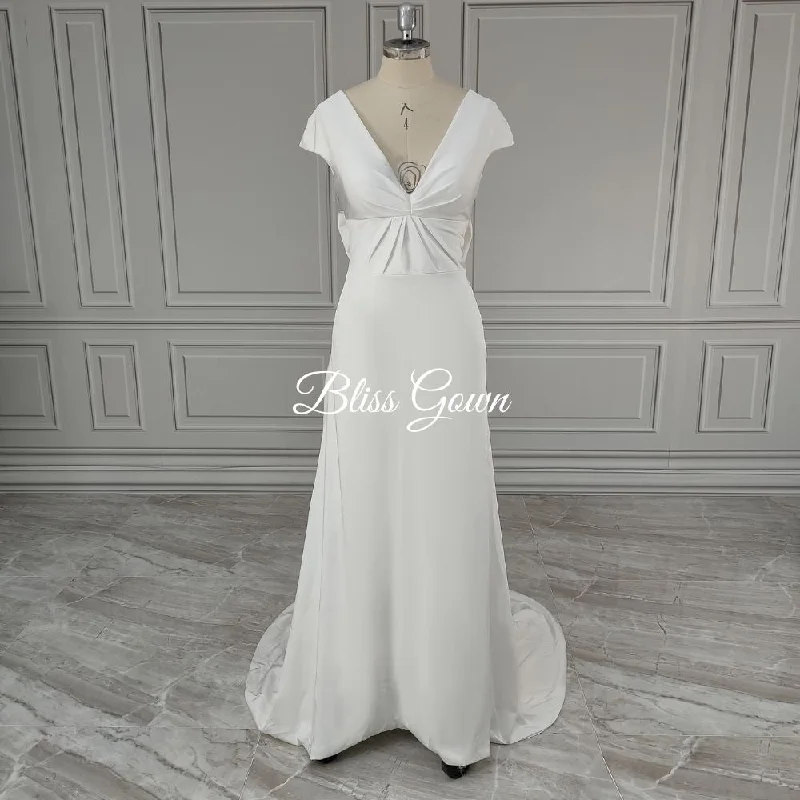 Sweep Train  Satin Wedding Dress Satin Bridal Gown