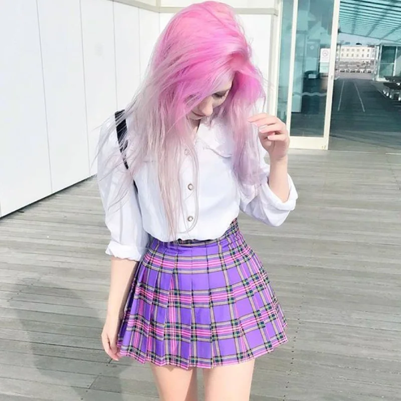 KAWAII LAVENDER PURPLE PLAID SKIRT Lounge unclassified skirts