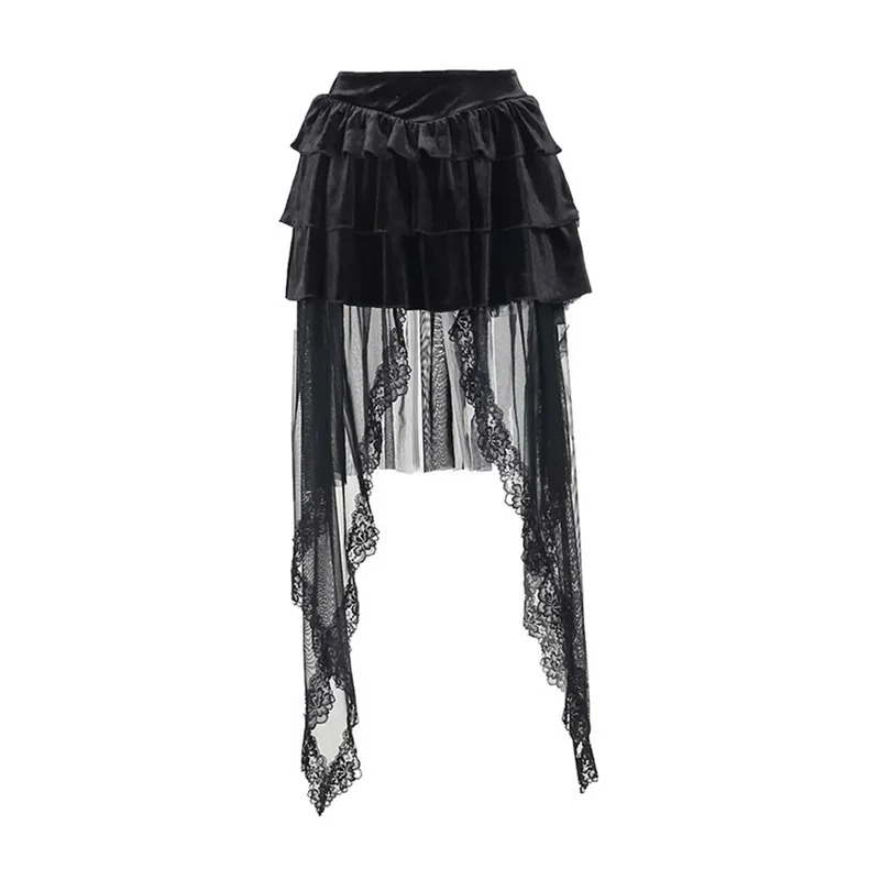 fairy Goth aesthetic Velvet skirt Summer unclassified skirts