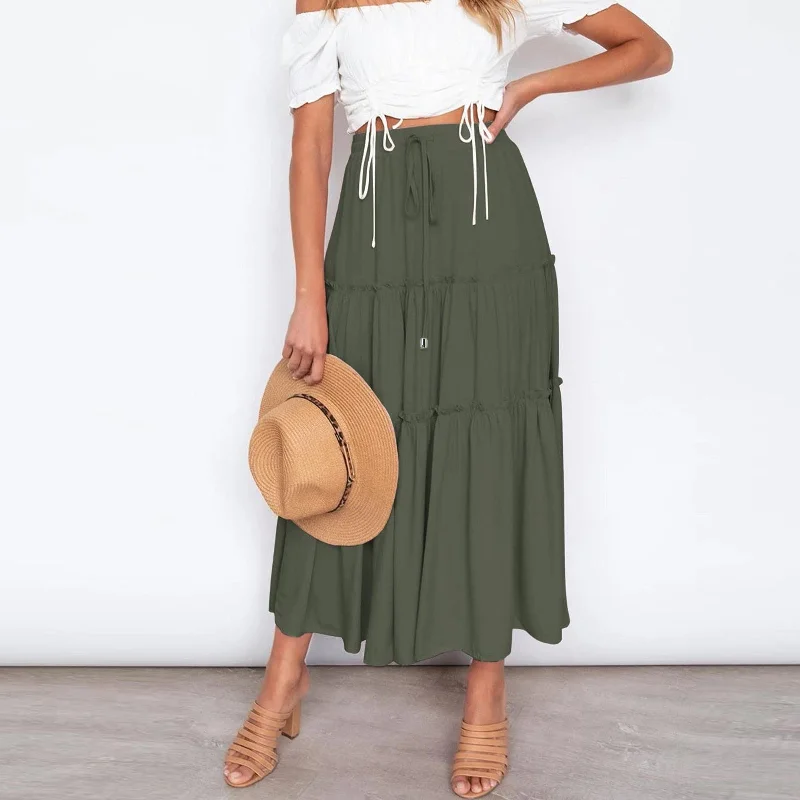 JuliaFashion - 2024 Solid Casual Beach Party Skirt Cocktail unclassified skirts