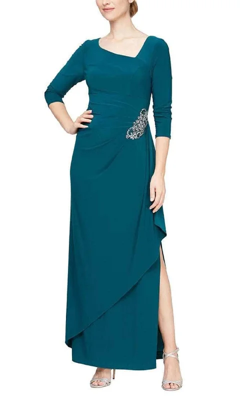 Alex Evenings 81351645 - Cascade Ruffle Detail Long Dress Flattering maxi dresses for all body types