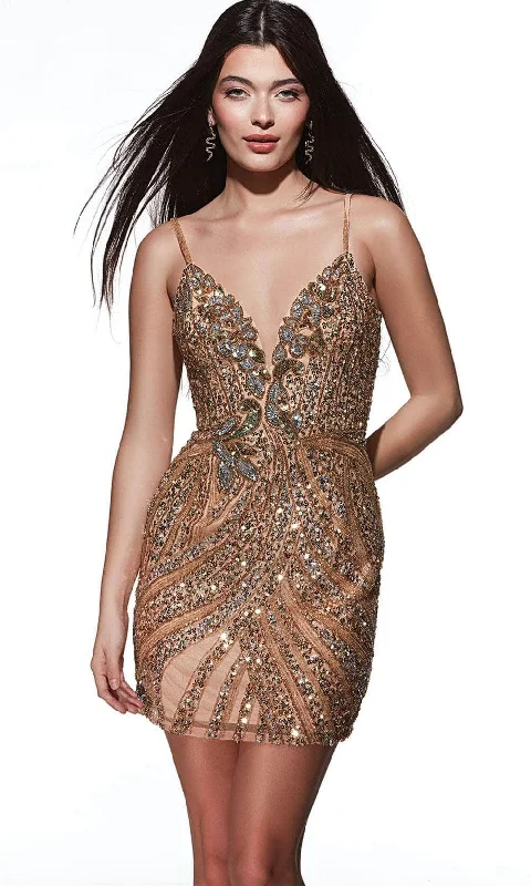 Alyce Paris 4879 - Plunging V-Neck Hand Beaded Cocktail Dress Budget-friendly party dresses