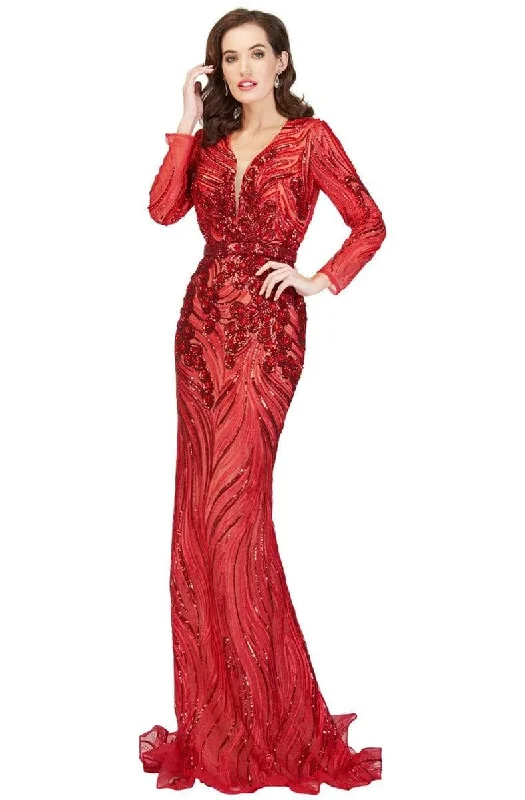 Cecilia Couture - 1865 Sequined Plunging V-Neck Evening Gown PrettyLittleThing party dresses