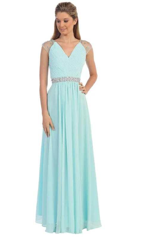 Dancing Queen 9182 - Cap Sleeve V-Neck Long Dress Preppy maxi dresses