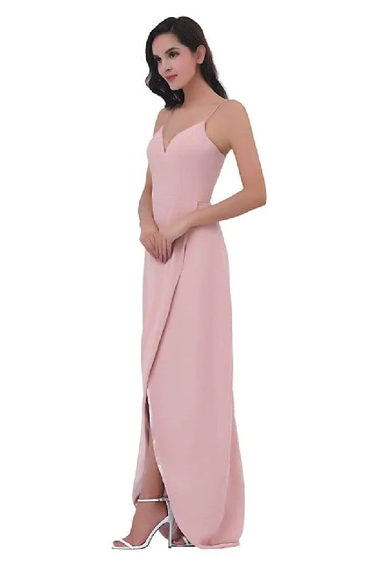 J'Adore Dresses - J11337 Long V-Neck Surplice High Slit Dress Lightweight maxi dresses for hot weather