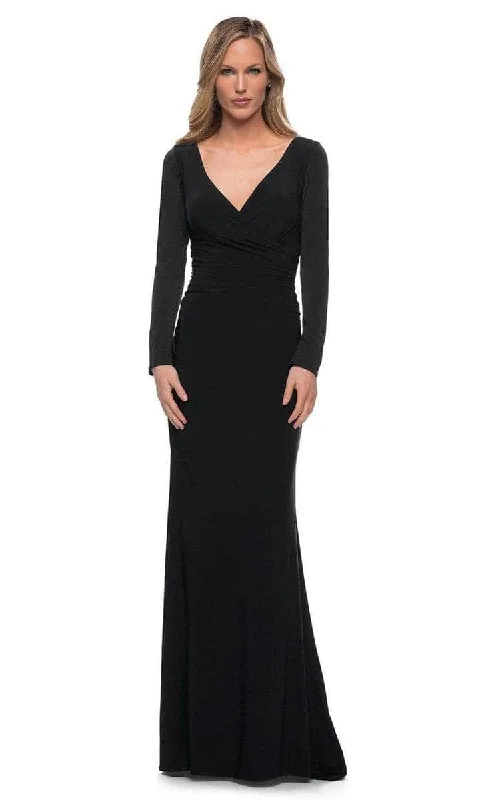 La Femme - Long Sleeve Jersey Formal Dress 29924SC A-line maxi dresses