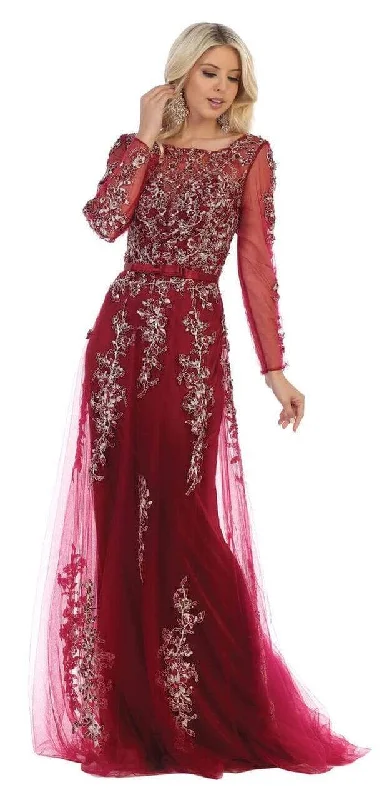 May Queen - Beaded Appliques Long Sleeves Evening Gown RQ7678 Gothic party dresses