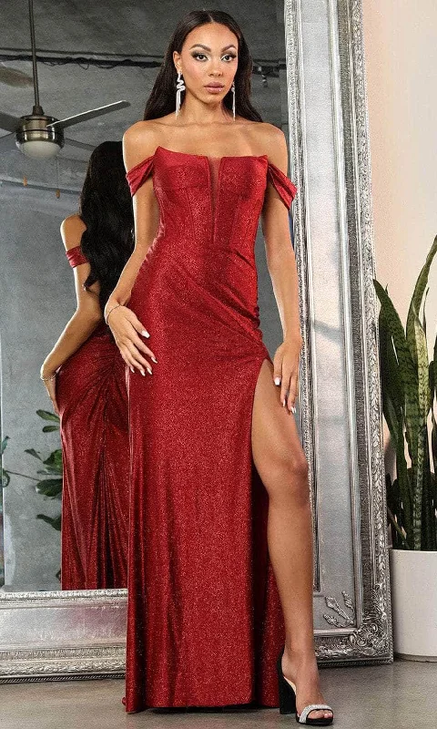 May Queen MQ2027 - Corset Glitter Prom Gown with Slit Zara party dresses