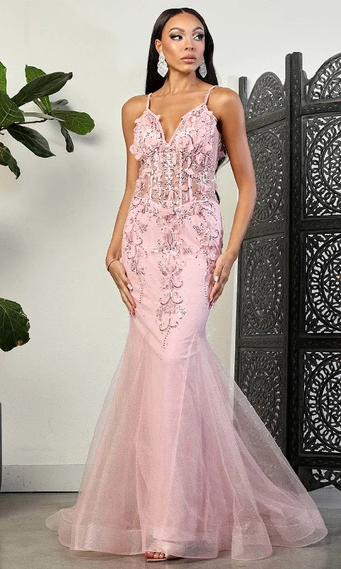 May Queen RQ8030 - Embellished Mermaid Prom Gown Flowy party dresses