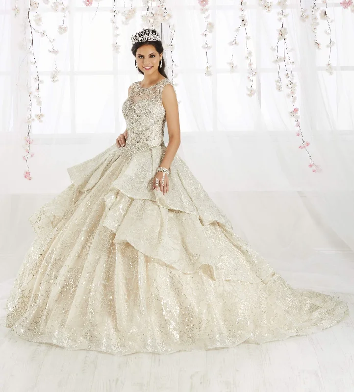 Quinceanera Collection - 26910 Tiered Illusion Jewel Ballgown Best party dresses for petites