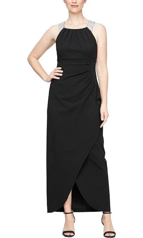 SLNY 9237241 - Crystal Studded Strap Long Dress Office maxi dresses