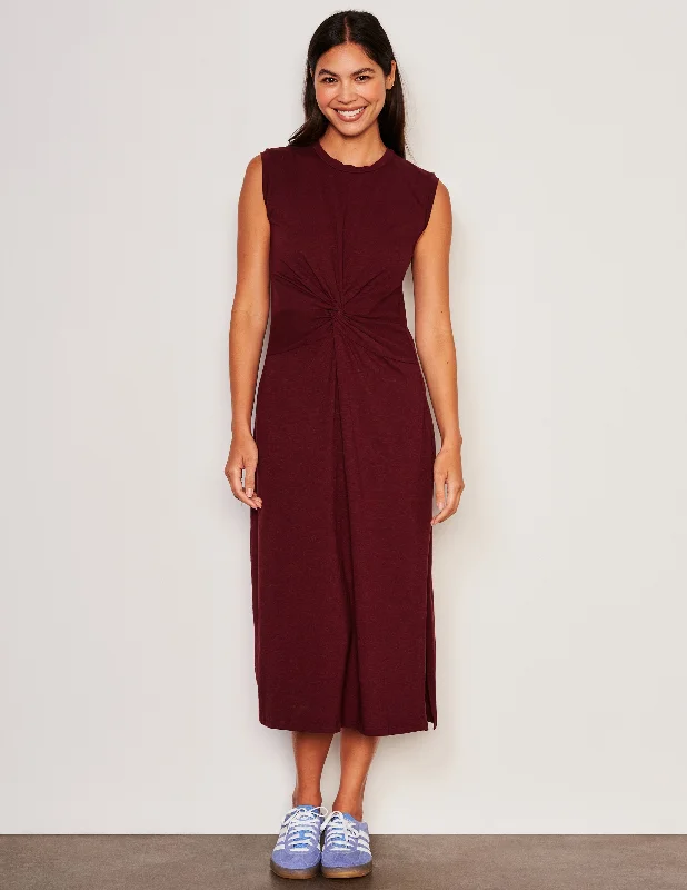 Sundry Midi Twist Sleeveless Dress in Red Rock Best midi dresses for summer vacation