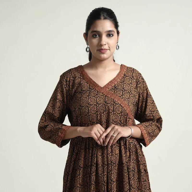 Brown - Bagh Block Printed Cotton Dress Revolve floral dresses