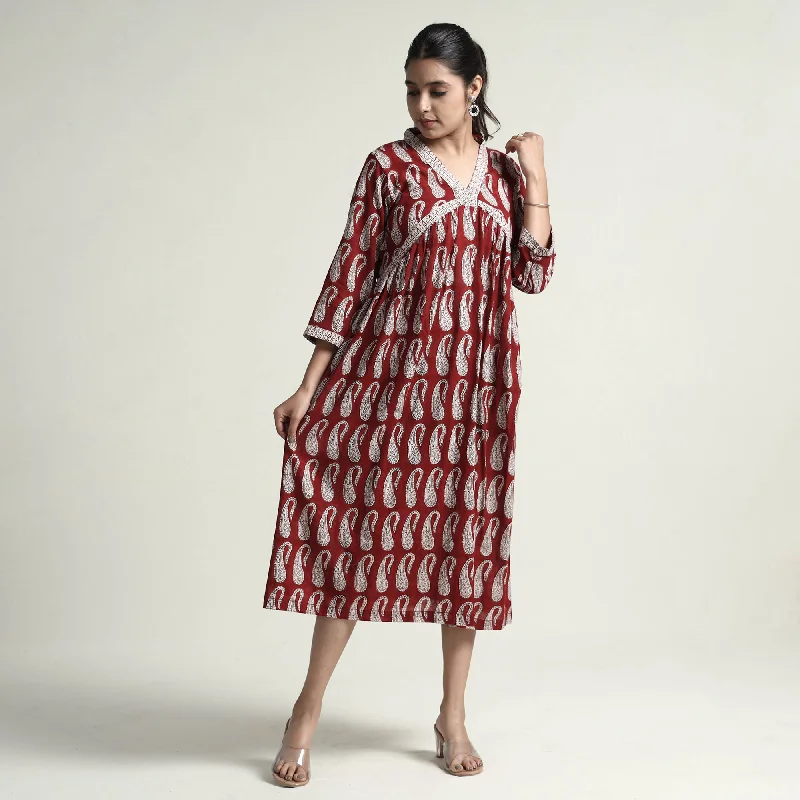 Red - Bagh Block Printed Cotton Dress Forever 21 floral dresses