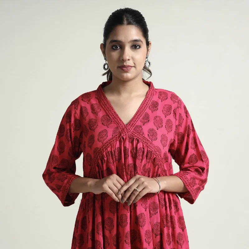 Dark Pink - Bagh Block Printed Cotton Dress H&M floral dresses