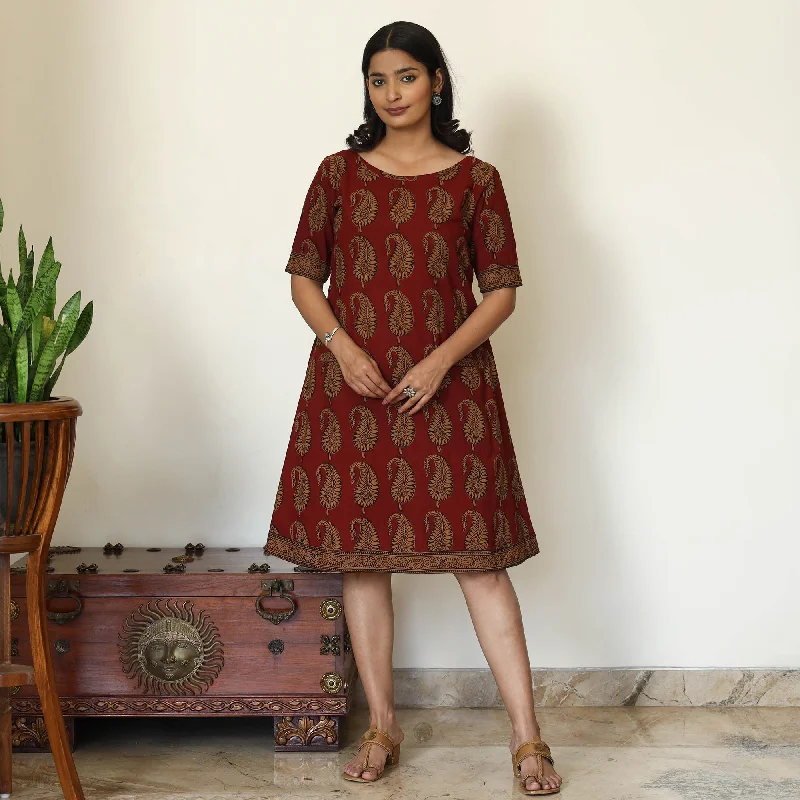 Red - Bagh Hand Block Printed Cotton Dress Fashion Nova floral dresses