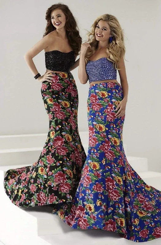 Tiffany Designs - 16163SC Two Piece Strapless Printed Gown Vintage floral dresses