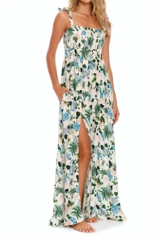 Leandra Aine Floral Maxi Dress In Ivory Bold Maxi Skirt