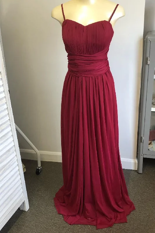 Convertible Burgundy Long Bridesmaid Dress Soft Maxi Skirt