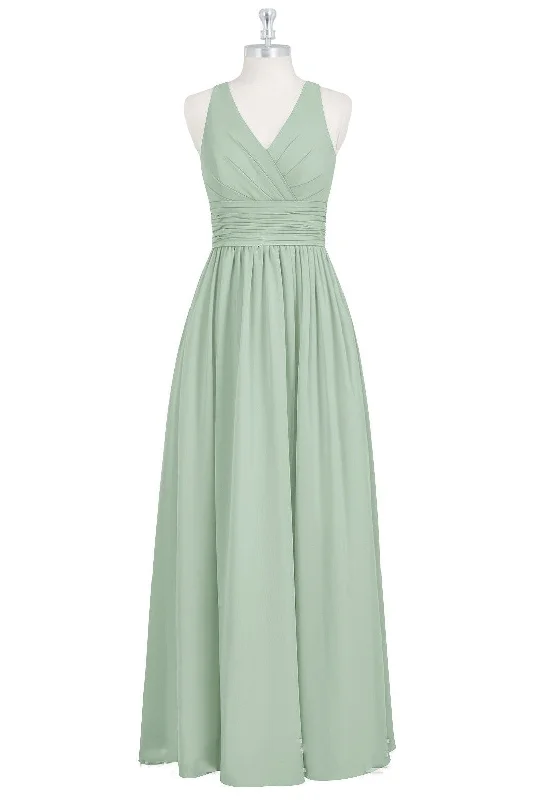 Sage Green Cutout Back Long Bridesmaid Dress Chic Maxi Dress