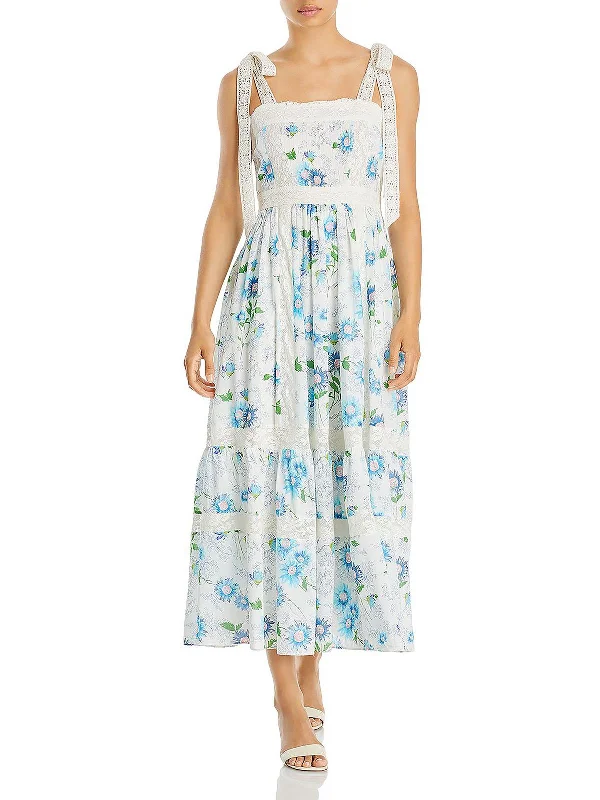 Womens Floral Print Summer Maxi Dress Pleated Floral Maxi