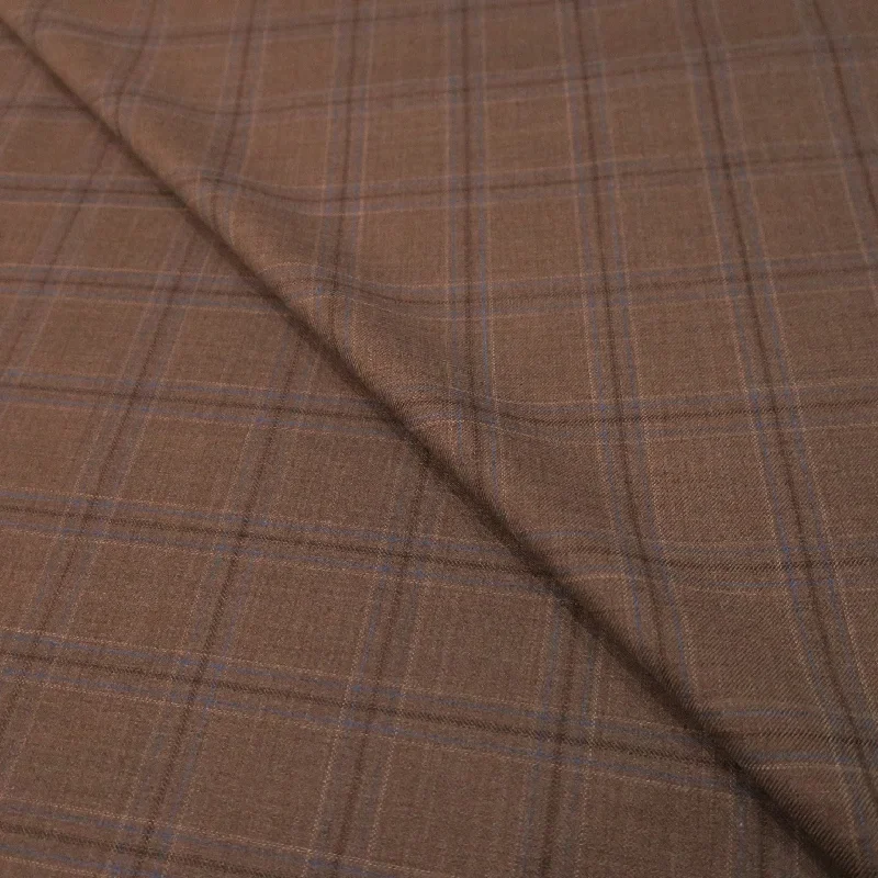 1.75 YDS Brown Loro Piana Windowpane Wool Suiting Fabric Engagement unclassified dresses