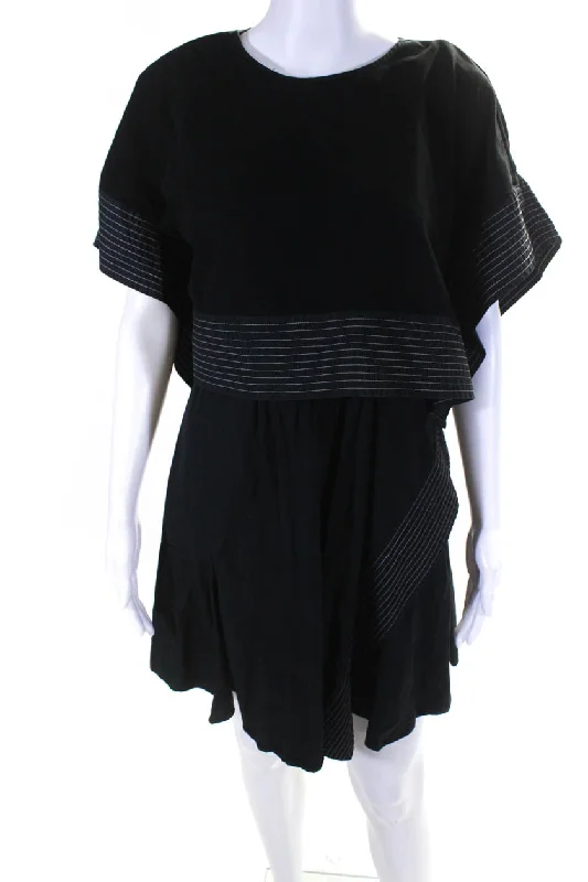 3.1 Phillip Lim Womens Black Poplin Crop Top Overlay Dress Sleeveless unclassified dresses