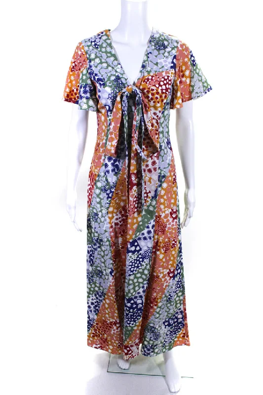 Adeam Womens Neck Tie Dress Multi Embroidered unclassified dresses