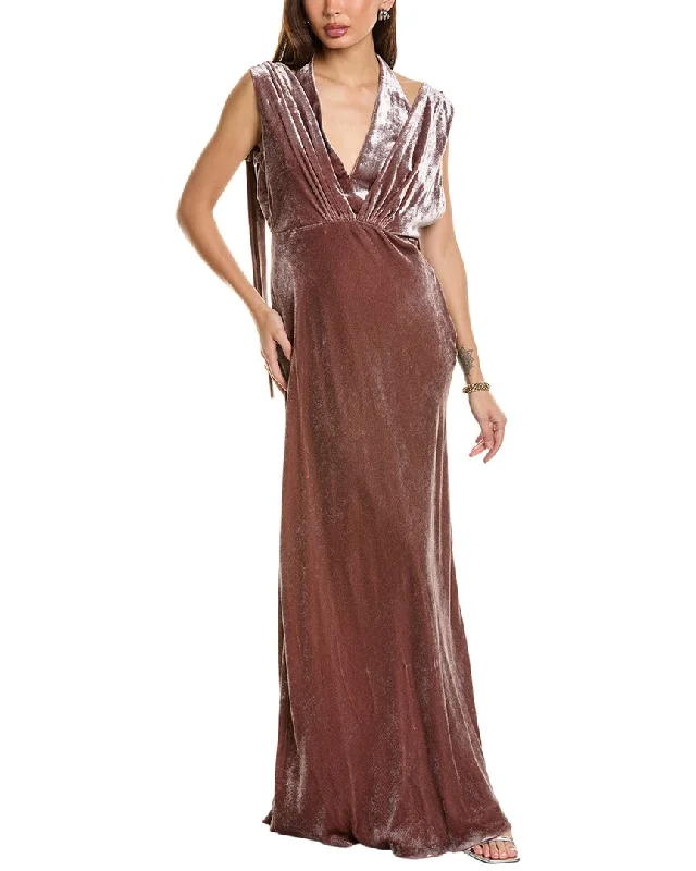 Alberta Ferretti Velvet Silk-Blend Gown Off-shoulder unclassified dresses