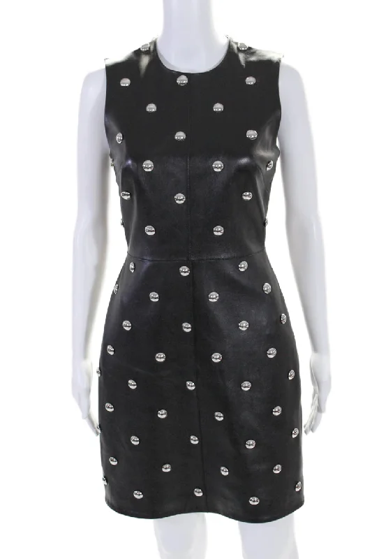 Alexander Wang Womens Leather Studded Sleeveless Sheath Dress Black Dark color unclassified dresses