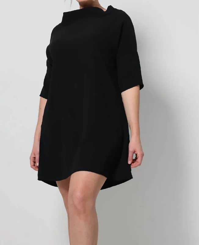 Audrey Cowl Neck Tunic Dress In Black Street style unclassified dresses